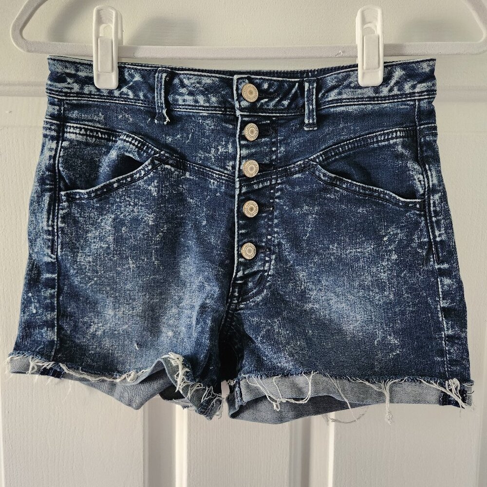 American Eagle High Rise Acid Washed Distressed Jean Shorts - Size 6